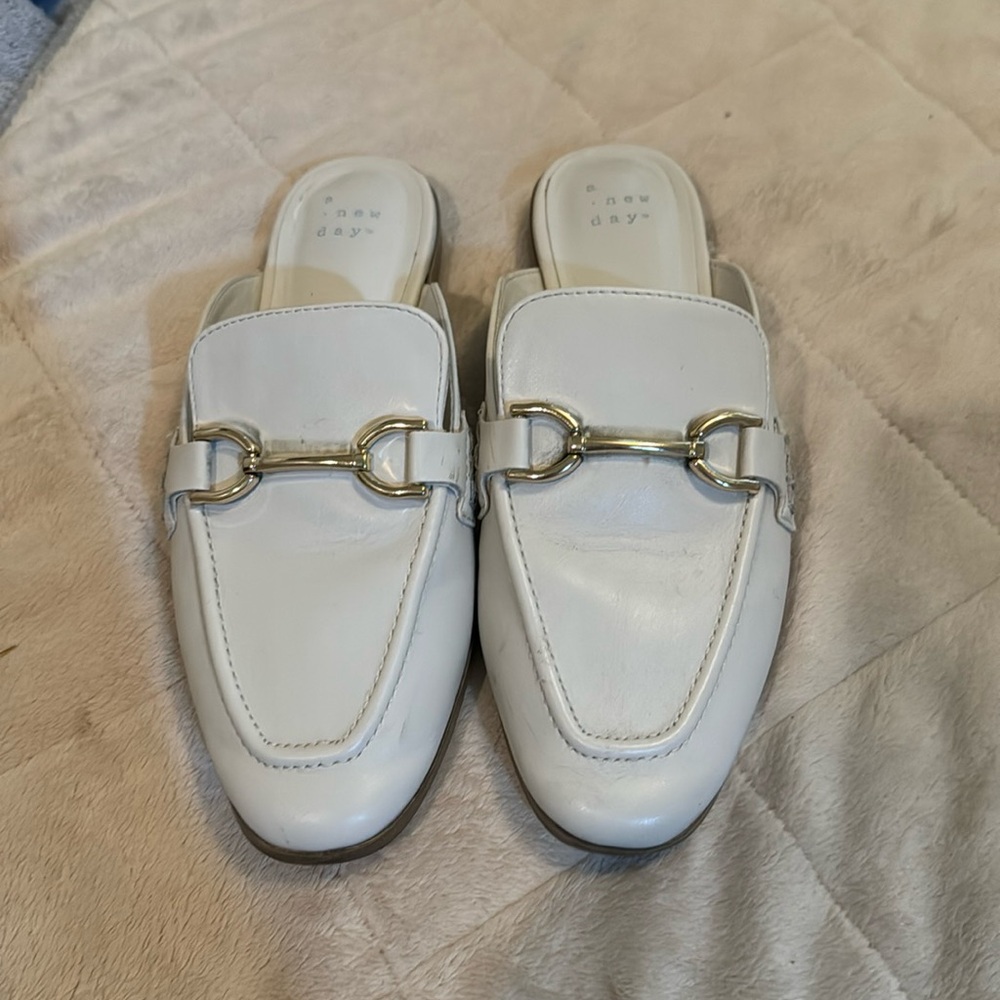 Target A New Day white and gold mules